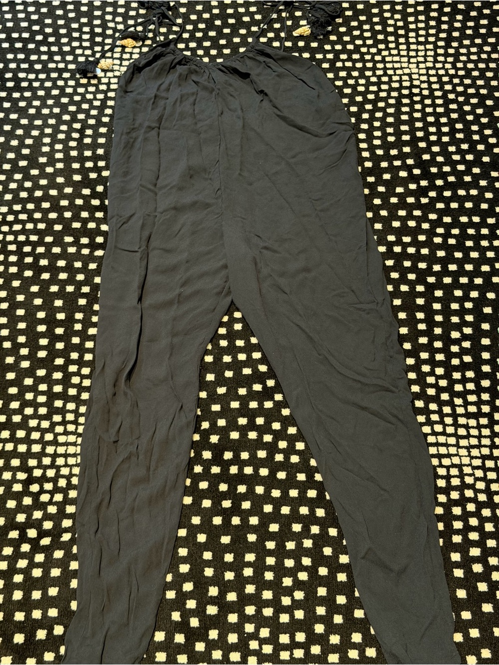 Black jumpsuit coverup with shell sleeves